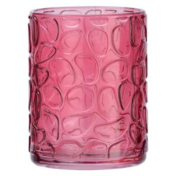 Różowy szklany kubek na szczoteczki Wenko Vetro Foglia