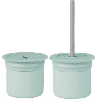 Minikoioi Sip+Snack Set zestaw naczyń dla dzieci River Green / Powder Grey