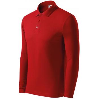 Męska koszulka polo z długim rękawem, czerwony, 2XL