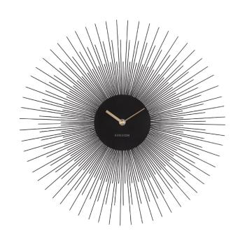 Czarny zegar ścienny Karlsson Peony, ø 45 cm