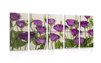 5-częściowy obraz piękne fioletowe kwiaty - 200x100