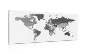 Obraz szczegółowa mapa świata w wersji czarno-białej - 120x60