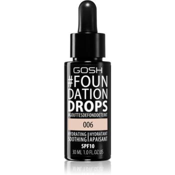 Gosh Foundation Drops lekki make-up w formie kropli SPF 10 odcień 006 Tawny 30 ml