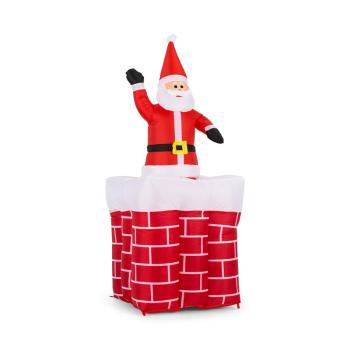 OneConcept Merry Surprise, Mikołaj w kominie dmuchany, dekoracja świąteczna, 180 cm, LED