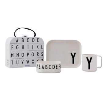 3-częściowy zestaw naczyń dla dzieci z kuferkiem Design Letters Classics Y
