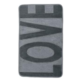 Szary dywanik łazienkowy z pianką z pamięcią kształtu Wenko Love, 80x50 cm