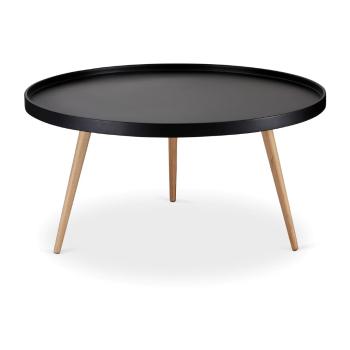 Czarny stolik z nogami z drewna bukowego Furnhouse Opus, Ø 90 cm