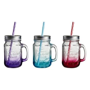Zestaw 3 kolorowych szklanek ze słomką Premier Housewares