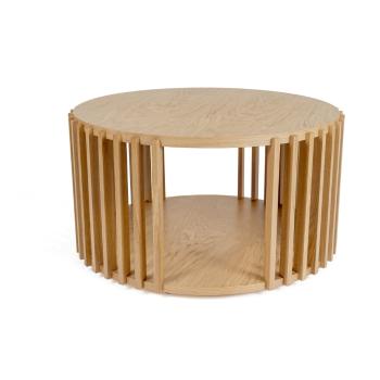 Stolik z drewna dębowego Woodman Drum, ø 83 cm