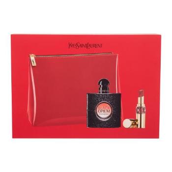 Yves Saint Laurent Black Opium zestaw Edp 50 ml + Pomadka Rouge Volupté Shine 3,2 g No 86 + Kosmetyczka dla kobiet