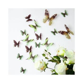 Zestaw 18 naklejek elektrostatycznych 3D Ambiance Butterflies Green