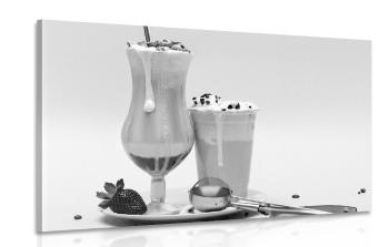 Obraz koktajl mleczny w wersji czarno-białej - 120x80