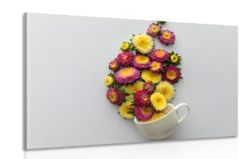 Obraz filiżanka pełna kwiatów - 90x60