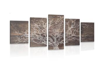 5 częściowy obraz korona drzewa na drewnianym tle - 100x50
