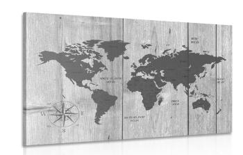 Obraz szara mapa na drewnianym tle - 120x80