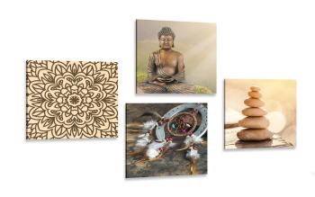 Zestaw obrazów harmonijny Budda - 4x 60x60
