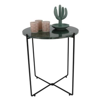 Ciemnozielony stolik z marmurowym blatem Compactor Agneta