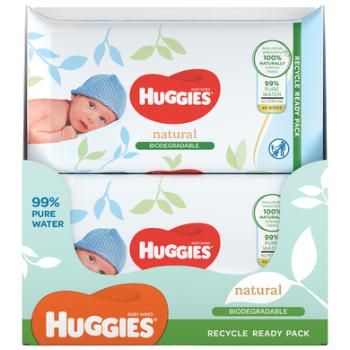 Huggies Chusteczki nawilżane dla niemowląt Natural 8 x 48 chusteczek