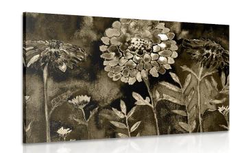Obraz piękne kwiaty w sepii - 60x40