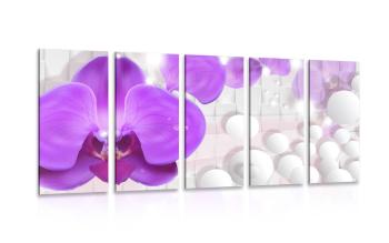 5-częściowy obraz orchidea na abstrakcyjnym tle - 200x100