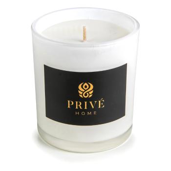 Biała świeca zapachowa Privé Home Safran - Ambre Noir, czas palenia 60 h