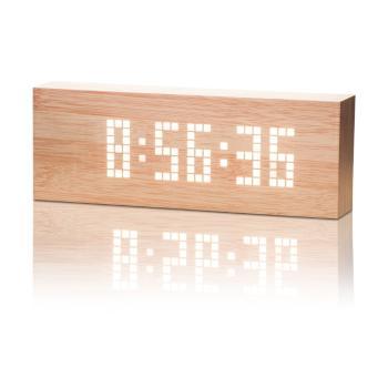 Jasnobrązowy budzik z białym wyświetlaczem LED Gingko Message Click Clock