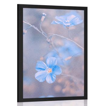 Plakat niebieskie kwiaty na vintage tle - 60x90 silver