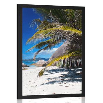 Plakat piękno plaży Anse Source - 60x90 silver