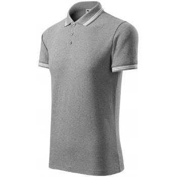 Męska koszulka polo w kontrastowym kolorze, ciemnoszary marmur, M