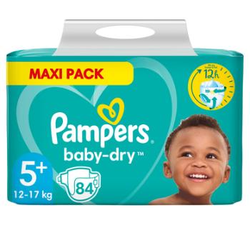 Pampers Baby Dry, rozmiar 5+ Junior Plus, 12-17kg, (1x 84 pieluszki)