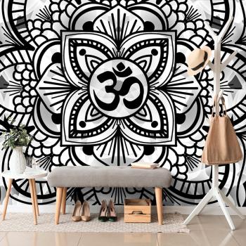 Samoprzylepna tapeta Mandala zdrowia w czarno-białym stylu
