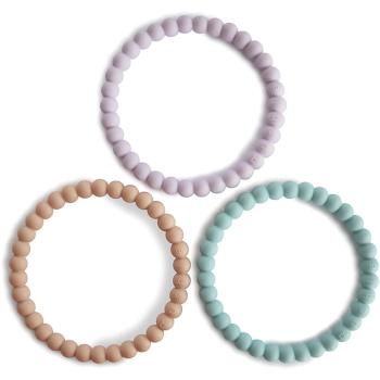 Mushie Pearl Teething Bracelet gryzak Lilac/Cyan/Soft Peach 3 szt.