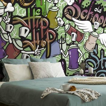 Samoprzylepna tapeta wesoły street art w zieleni - 150x100
