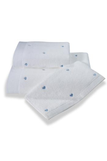 Ręcznik kąpielowy MICRO LOVE 75x150cm Biały / niebieskie serduszka
