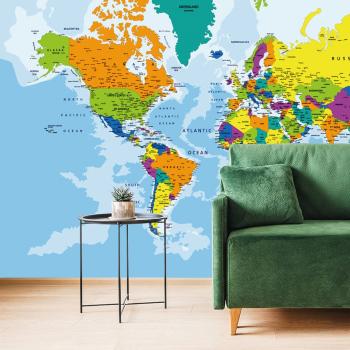 Samoprzylepna tapeta kolorowa mapa świata - 225x150