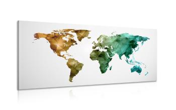 Obraz kolorowa wielokątna mapa świata - 120x60