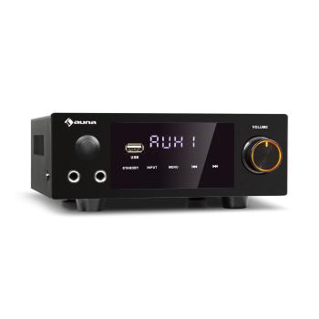 Auna AMP-2 DG, wzmacniacz Hi-Fi, stereo, 2 x 50W RMS, BT/USB, cyfrowe wejście optyczne i koncentryczne