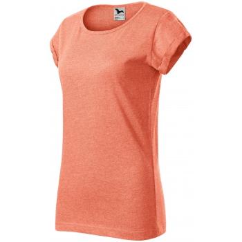 Koszulka damska z podwiniętymi rękawami, pomarańczowy marmur, L