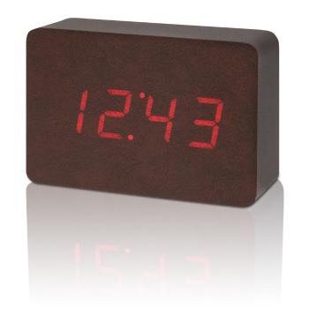 Jasnobrązowy budzik z czerwonym wyświetlaczem LED Gingko Brick Click Clock