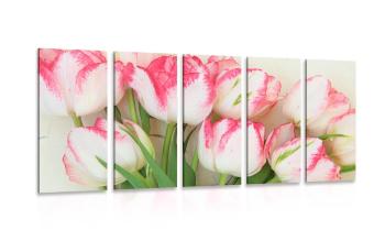 5-częściowy obraz wiosenne tulipany - 200x100