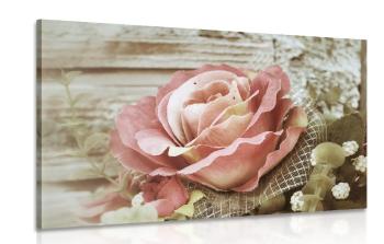 Obraz różowy vintage róża - 90x60