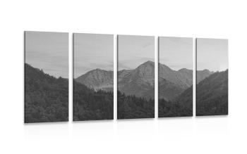 5-częściowy obraz góry w wersji czarno-białej - 100x50