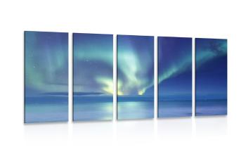 5-częściowy obraz zorza polarna nad oceanem - 100x50