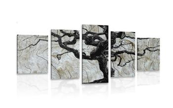 5 częściowy obraz abstrakcyjne drzewo na drewnie - 100x50