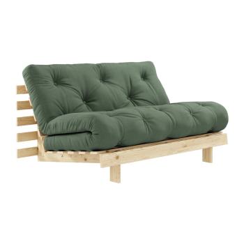 Sofa rozkładana z zielonym pokryciem Karup Design Roots Raw/Olive Green