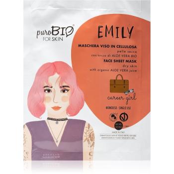 puroBIO Cosmetics Emily Career Girl maska nawilżająca w płacie z aloesem 15 ml