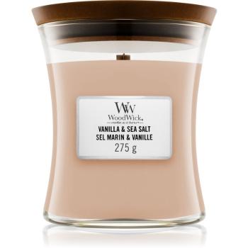 Woodwick Vanilla & Sea Salt świeczka zapachowa z drewnianym knotem 275 g