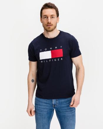 Tommy Hilfiger Textured Flag Koszulka Niebieski