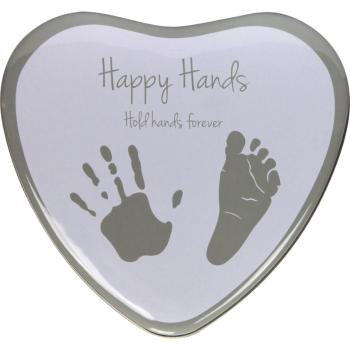 Happy Hands 2D Heart Silver/White zestawy do wykonywania odcisków rączek i stópek dziecka