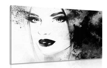 Obraz moda portret kobiecy w wersji czarno-białej - 60x40